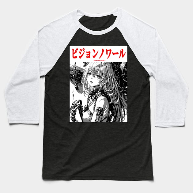 Cyberpunk Cyborg Girl Japanese Vaporwave Urban Aesthetic #2 Baseball T-Shirt by Neon Bang Bang